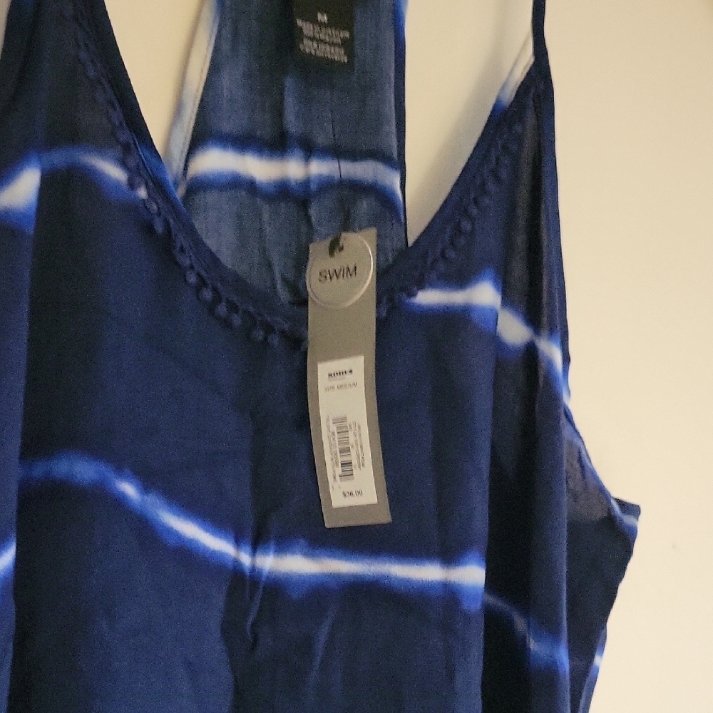 Blue & White Tie Dye Swim Suit Cover Up - Picture 5 of 6